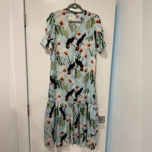 Floral Print Dress with Black Accents